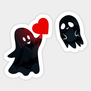 Extremely Cute Ghosts Love Heart - Funny Sticker